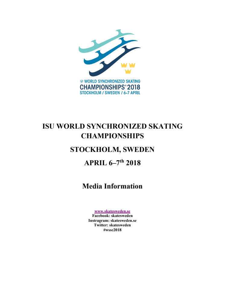 Media information, ISU World Synchronized Skating Championships