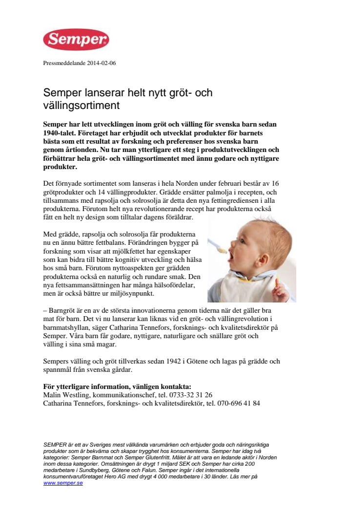 Semper lanserar helt nytt gröt- och vällingsortiment