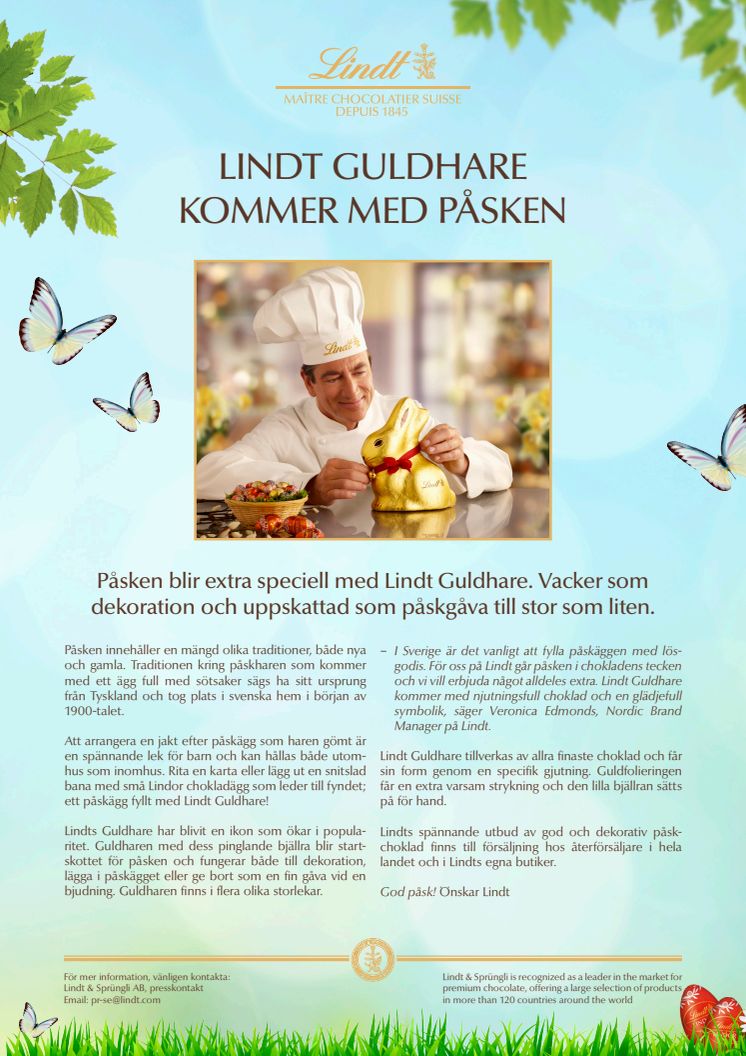 LINDT GULDHARE KOMMER MED PÅSKEN