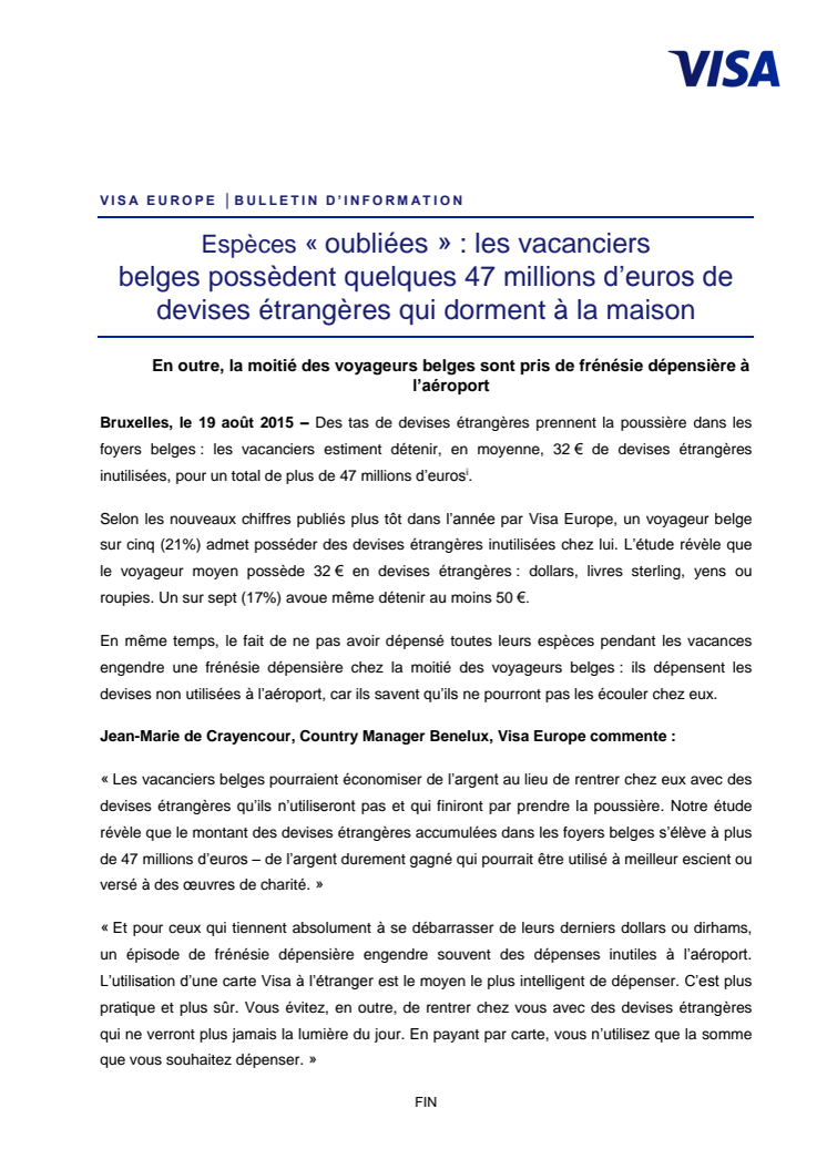 Espèces « oubliées » : les vacanciers belges possèdent quelques 47 millions d’euros de devises étrangères qui dorment à la maison 