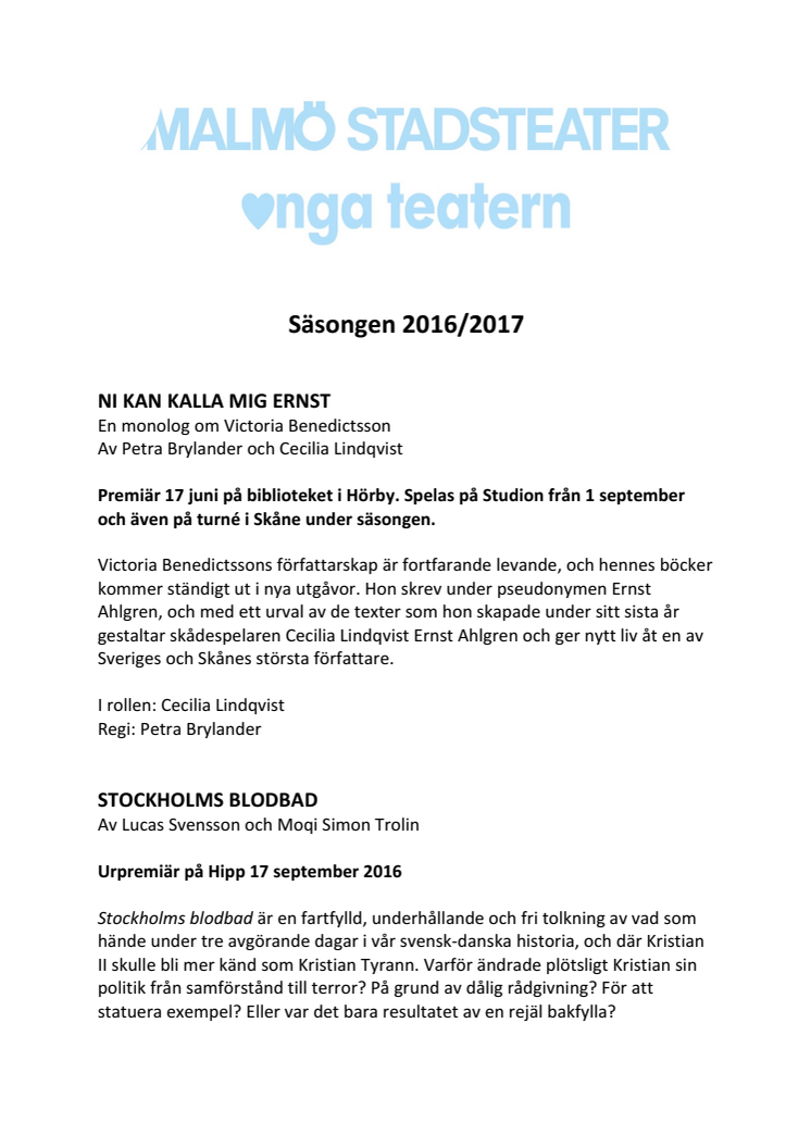 Malmö Stadsteaters säsong 2016/2017