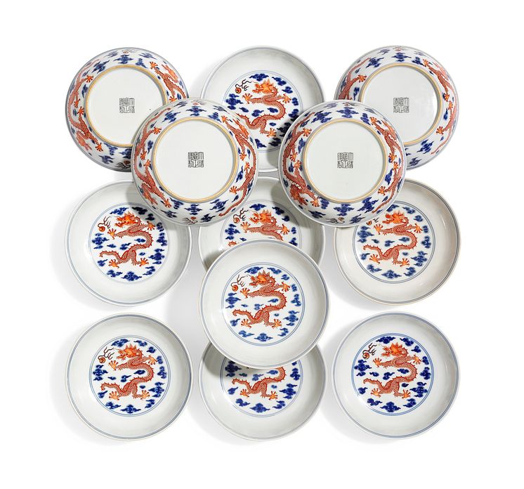 12 porcelain "Dragon" dishes