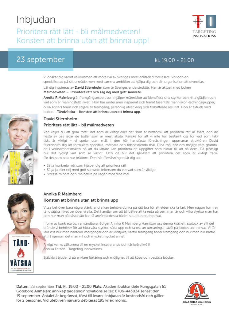 Annika R Malmberg i Akamdemibokahandeln