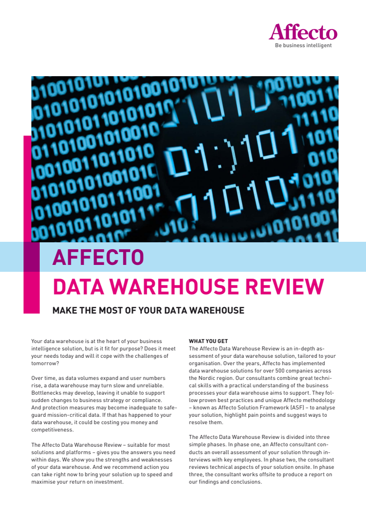 Få et Data Warehouse (DW) review hos Affecto
