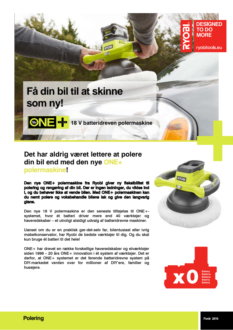 Få din bil til at skinne som ny med Ryobi!