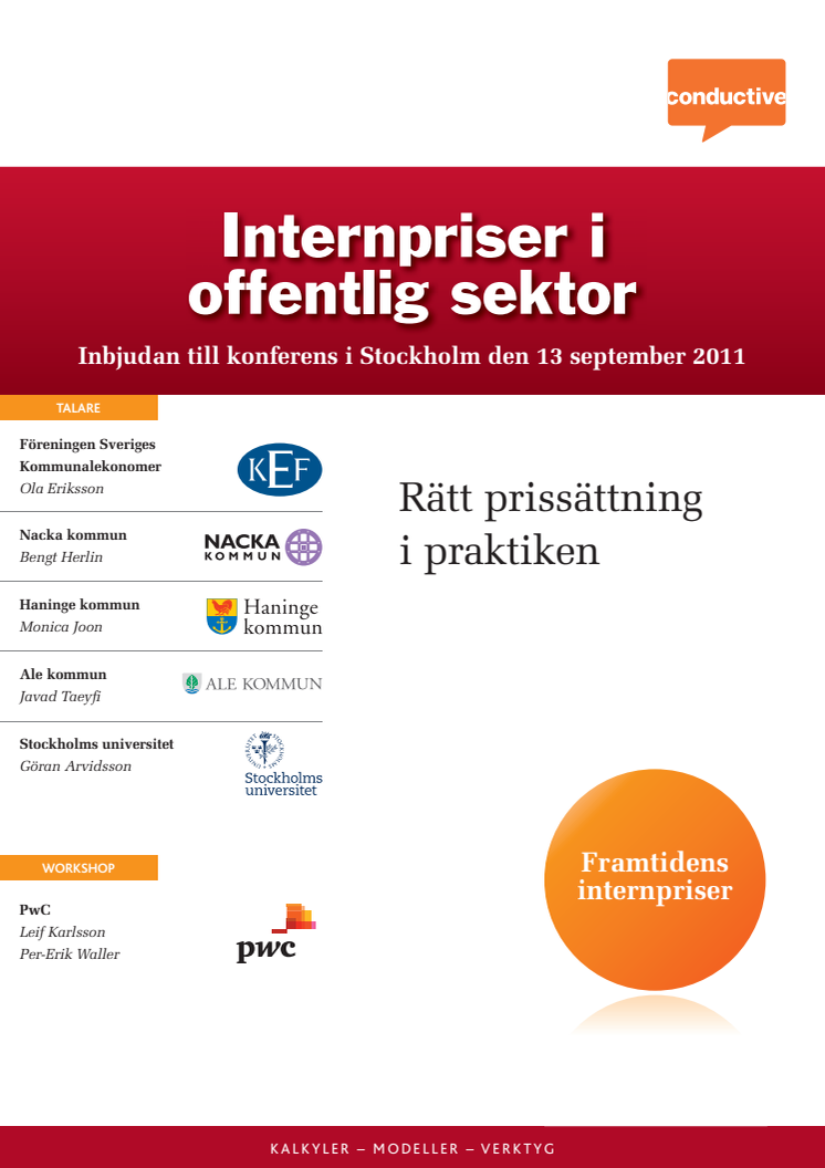 Internpriser i offentlig sektor, konferens 13 september