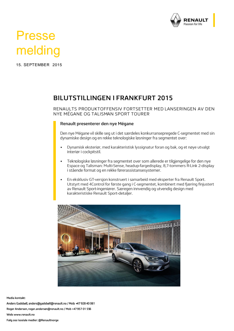RENAULT - Frankfurtmessen 2015