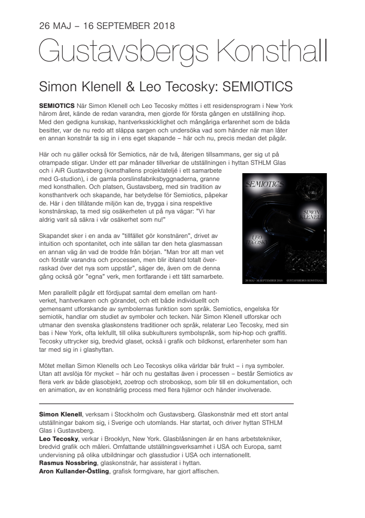 Semiotics, Simon Klenell & Leo Tecosky