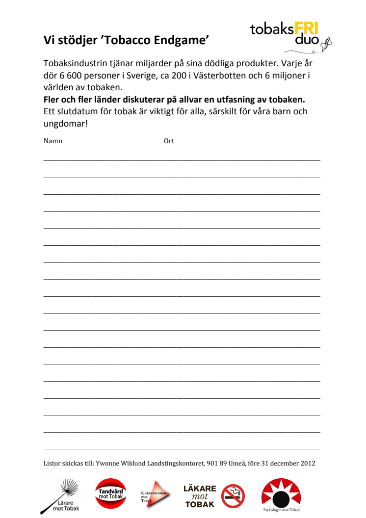 Namnunderskrift lista