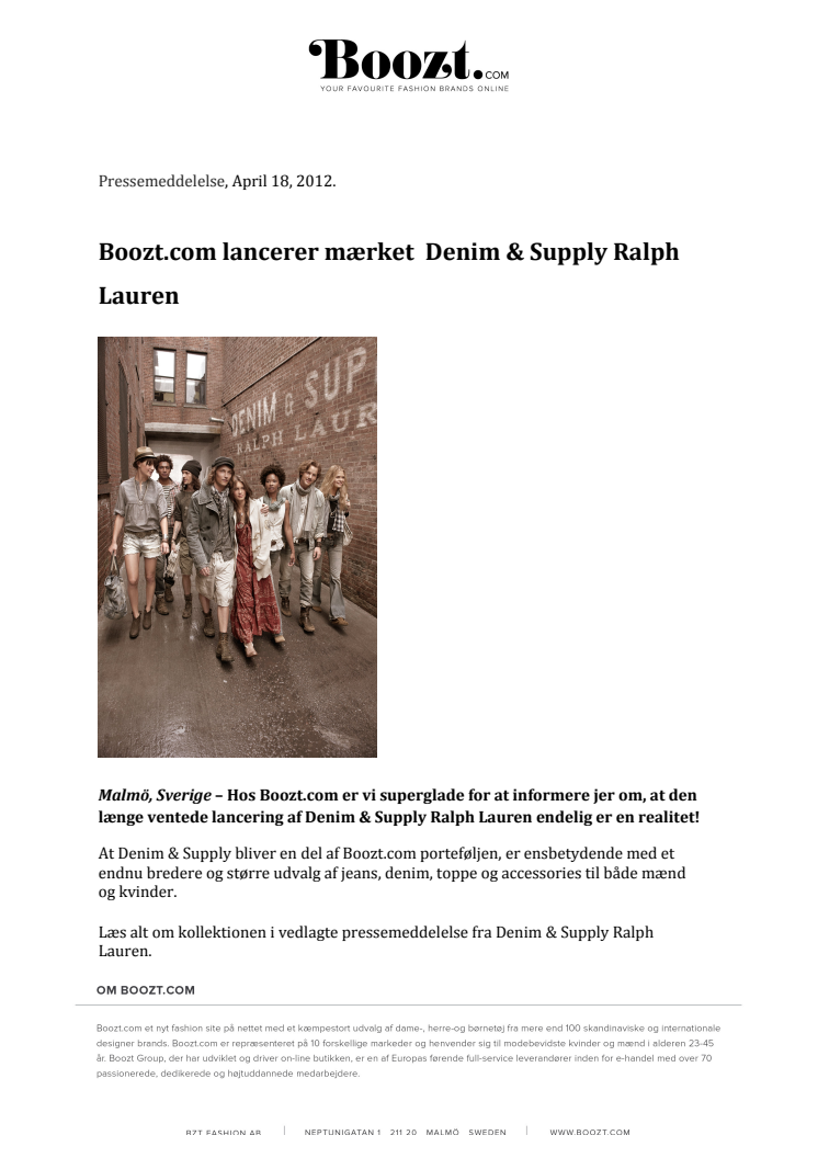Boozt.com lancerer mærket Denim & Supply Ralph Lauren