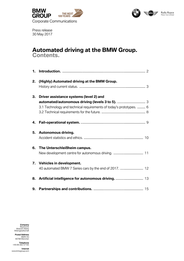 Autonomous driving at the BMW Group