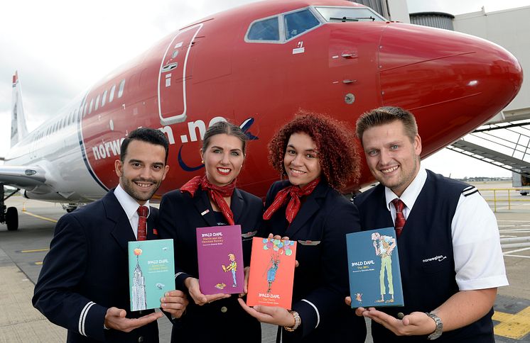 Norwegian crew with their favourite Roald Dahl books