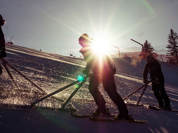 Preparering backe precamp inför alpina VM 2023. Foto Jörgen Nordlund