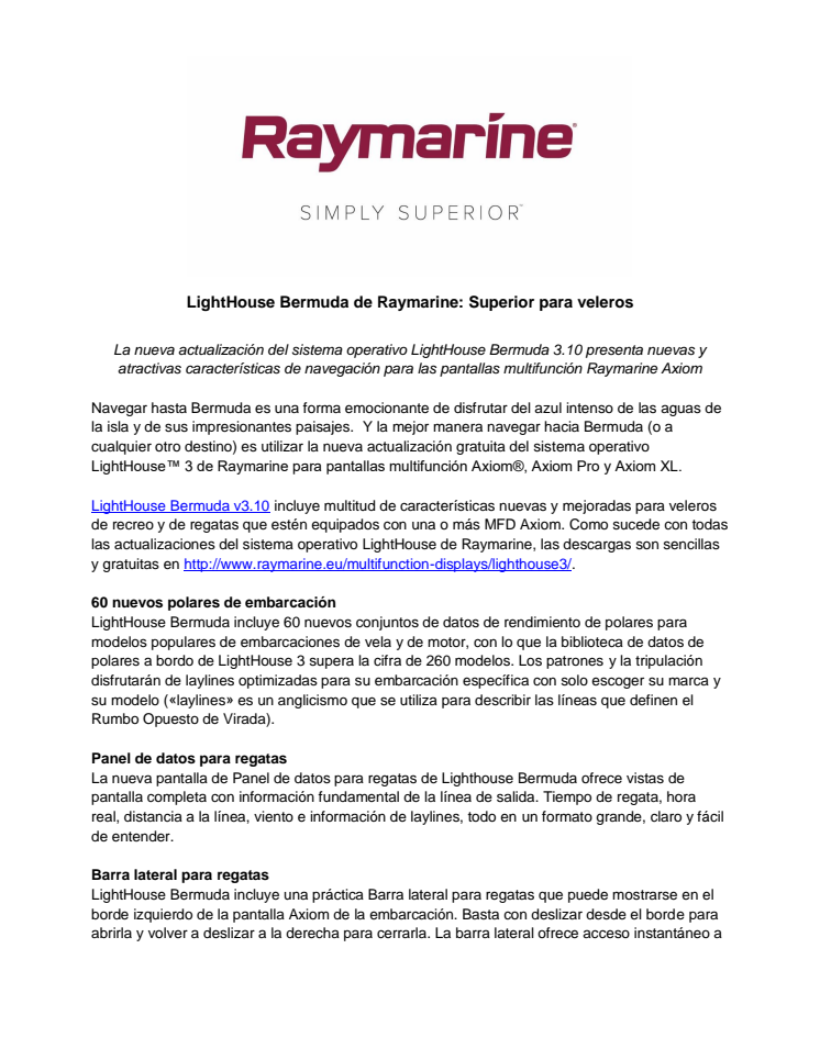 LightHouse Bermuda de Raymarine: Superior para veleros