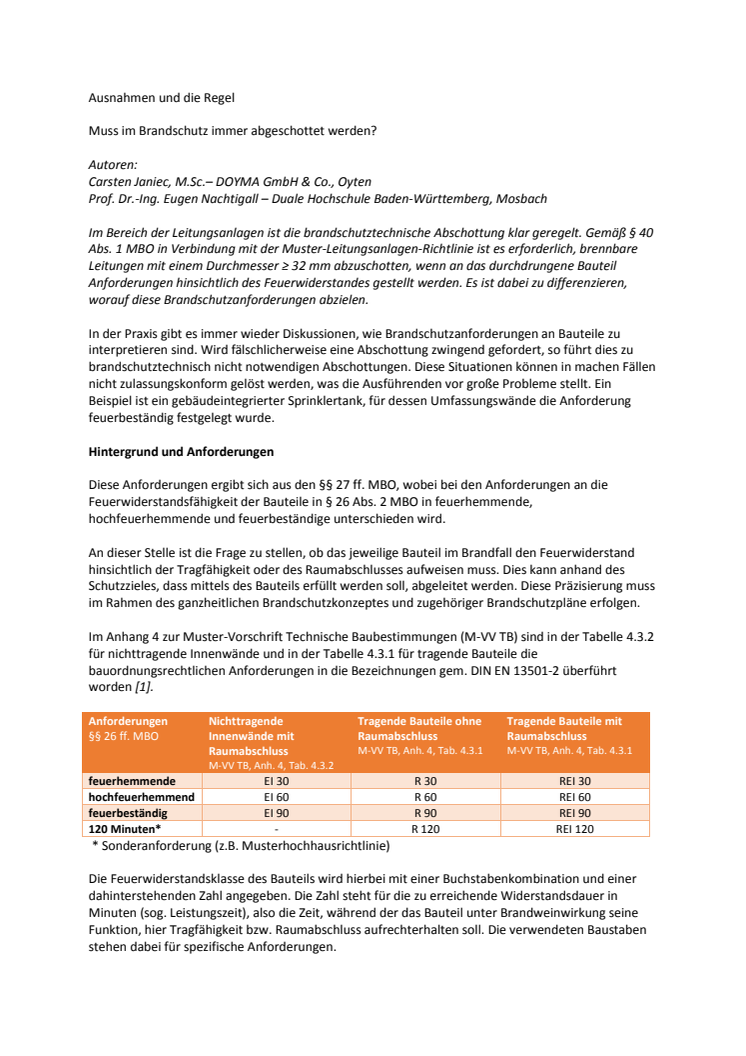 Fachartikel: Ausnahmen und die Regel - Muss im Brandschutz immer abgeschottet werden?