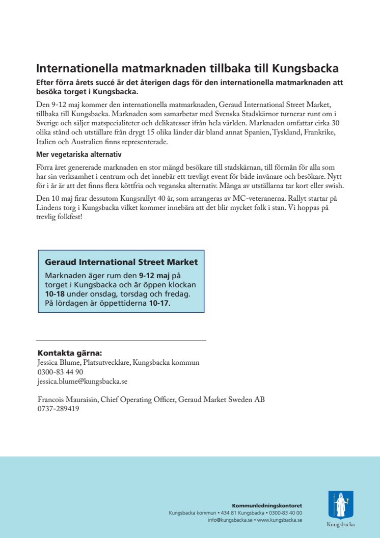 Internationella matmarknaden tillbaka till Kungsbacka
