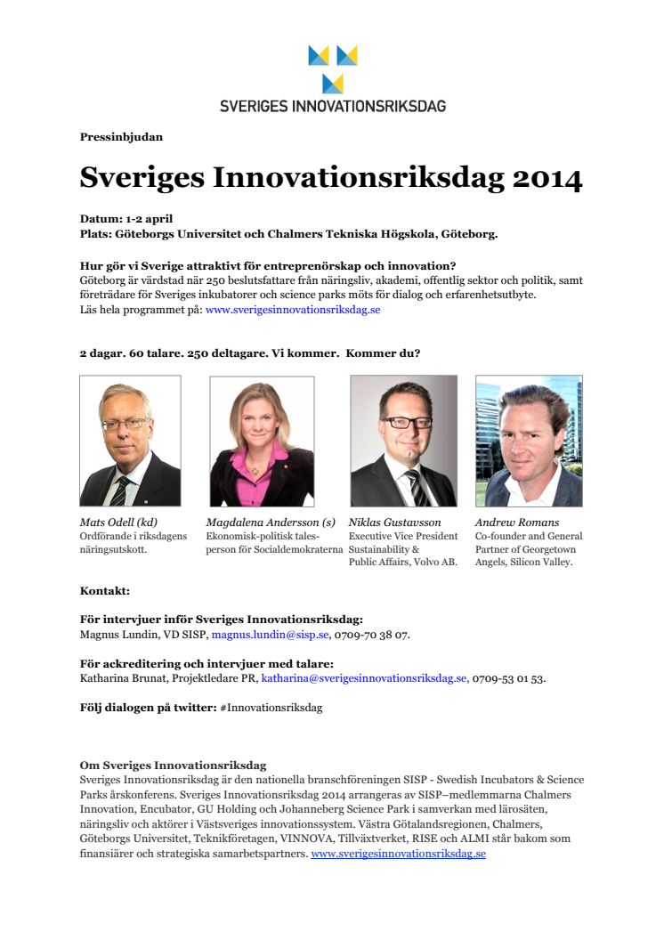 Pressinbjudan Sveriges Innovationsriksdag 2014 