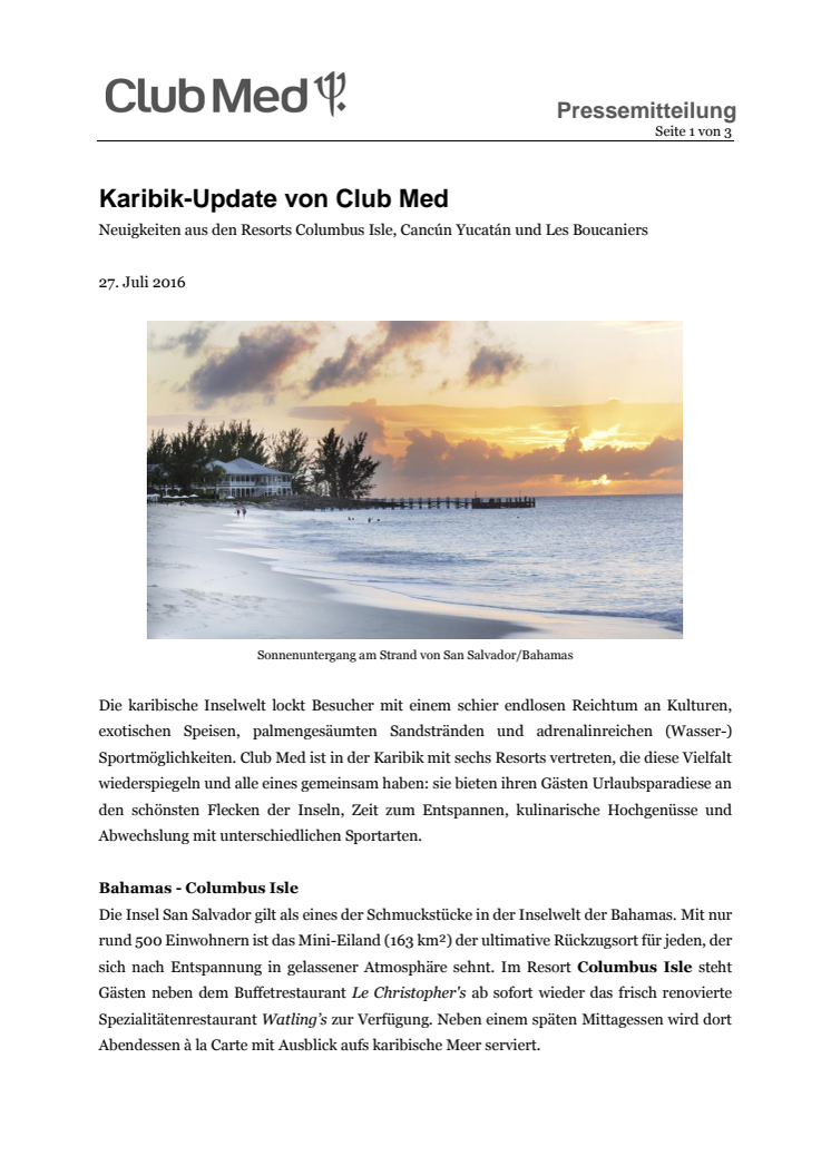 Karibik-Update von Club Med