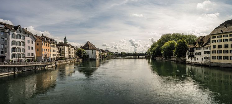 Solothurn: Sicht über die Aare auf die Altstadt 