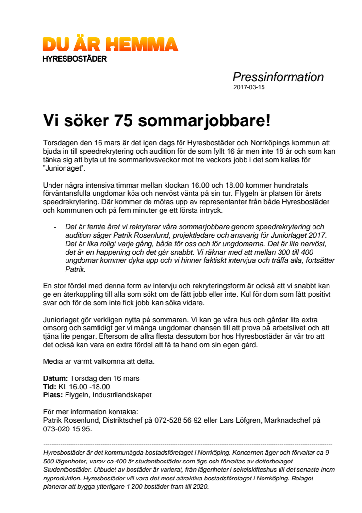 Vi söker 75 sommarjobbare!