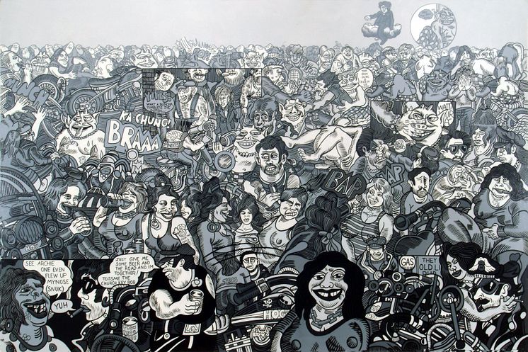 Erró "S. Clay Wilsonscape", 1989. Glycerophtalic paint on canvas 220 x 330 cm. Reykjavík Art Museum – Erró Collection © Erró : VISDA
