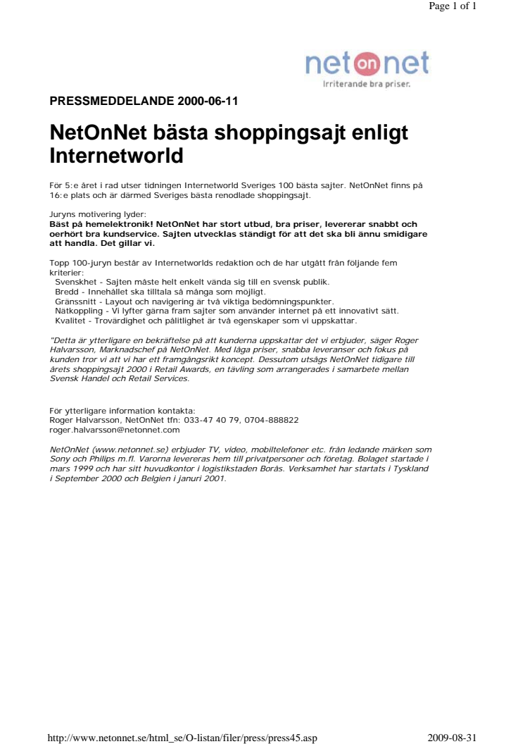 NetOnNet bästa shoppingsajt enligt Internetworld