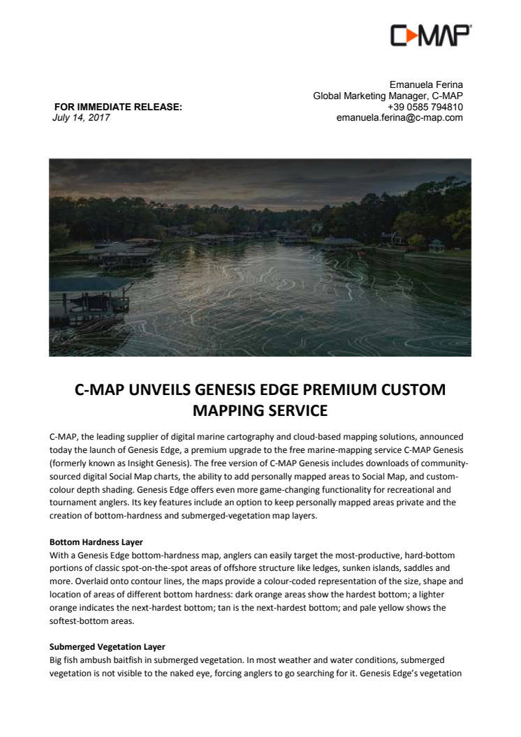 C-MAP Unveils Genesis Edge Premium Custom Mapping Service