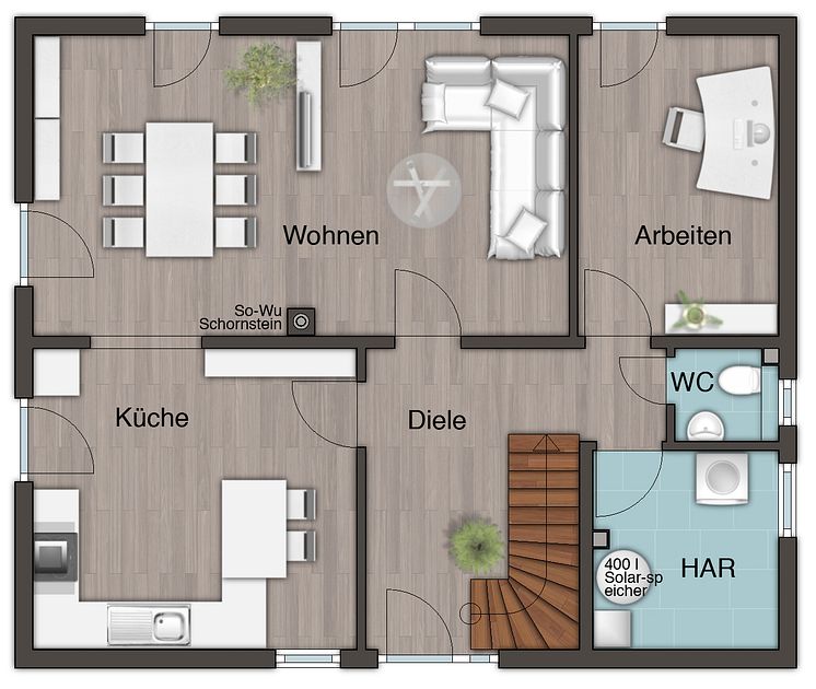 Grundriss Erdgeschoss Stadthaus Flair 152 RE