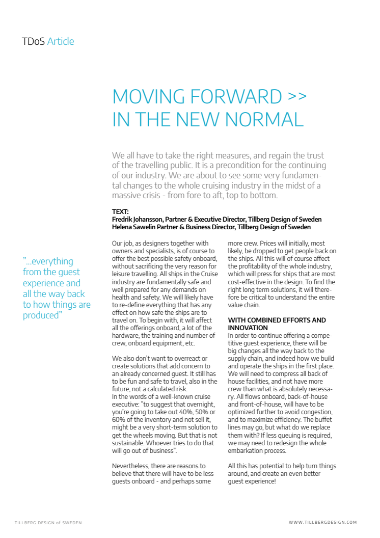 MOVING FORWARD >> IN THE NEW NORMAL