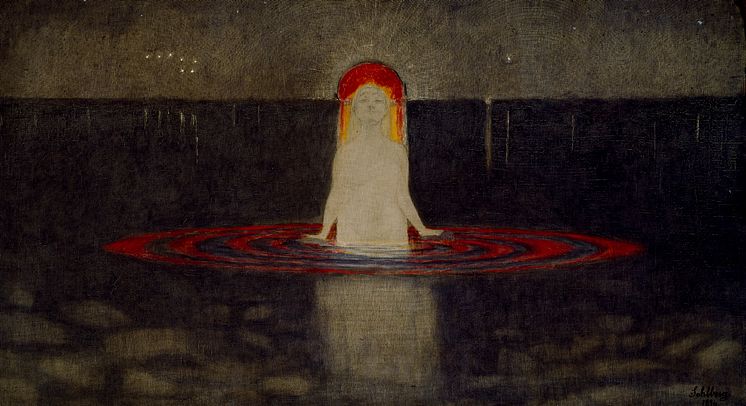 Havfruen/The Mermaid, olje på lerret, 1897, Harald Sohlberg. Privat eie.