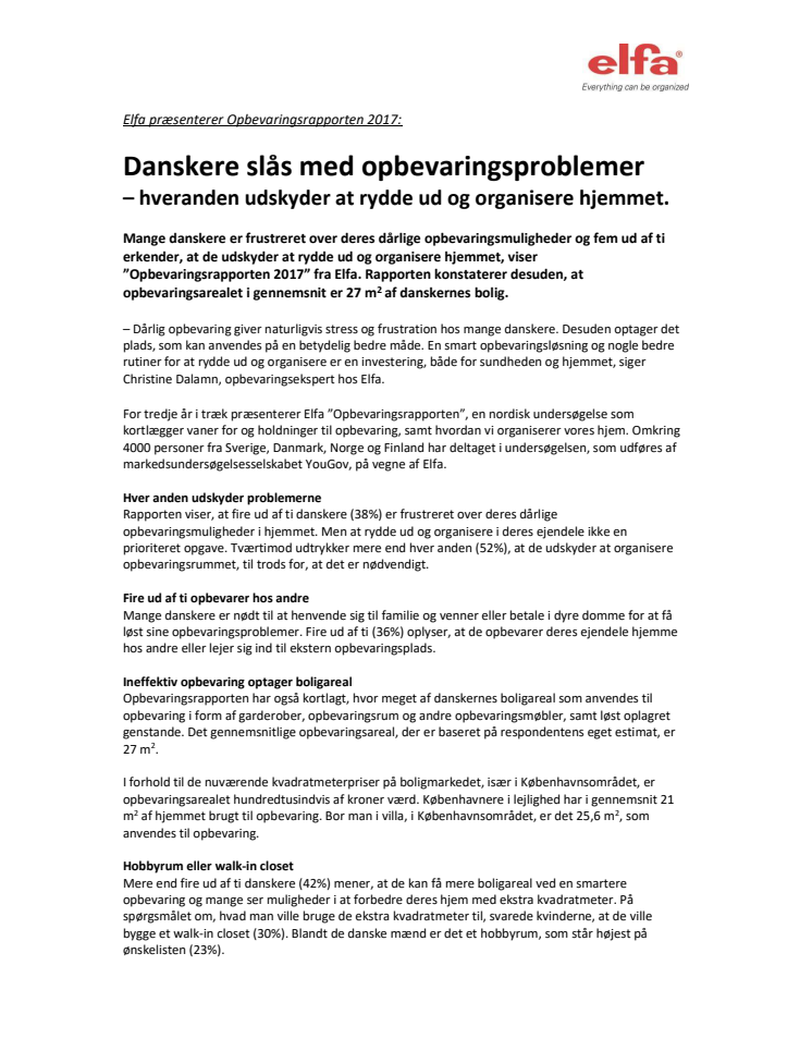 Elfa præsenterer Opbevaringsrapporten 2017: