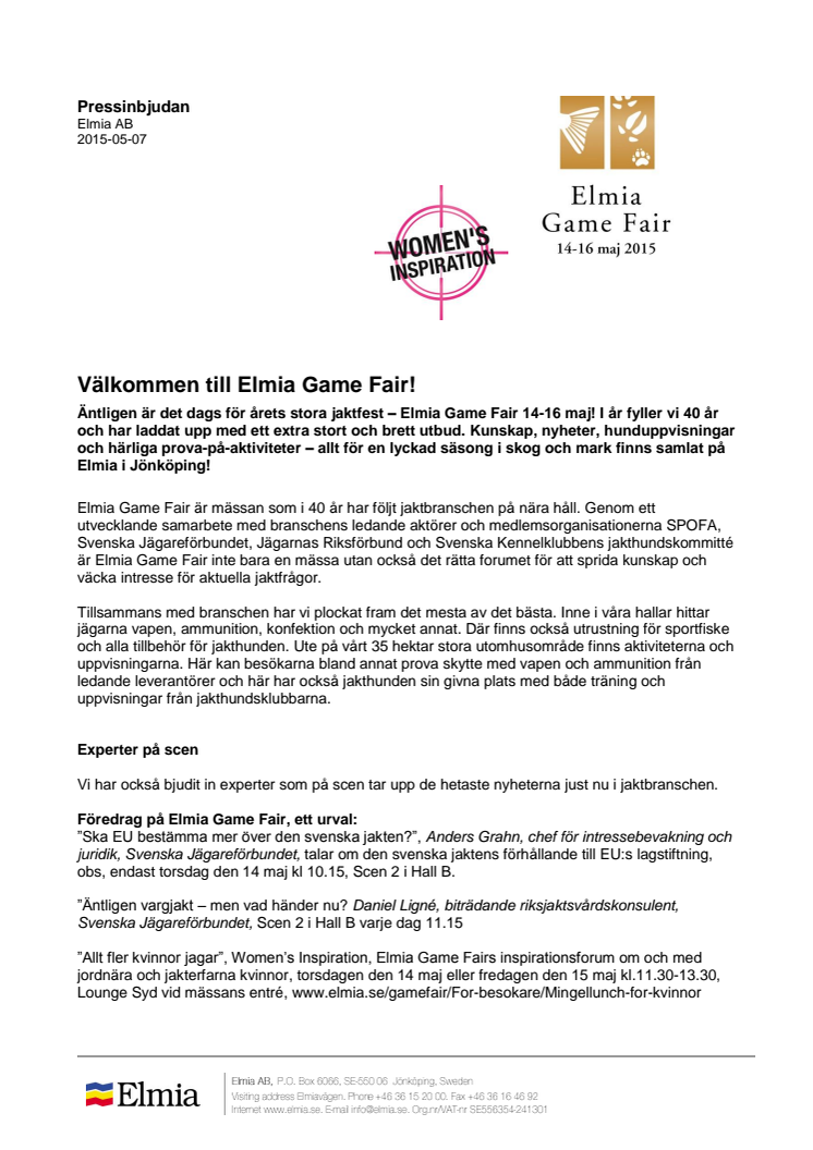 Pressinbjudan: Välkommen till Elmia Game Fair!