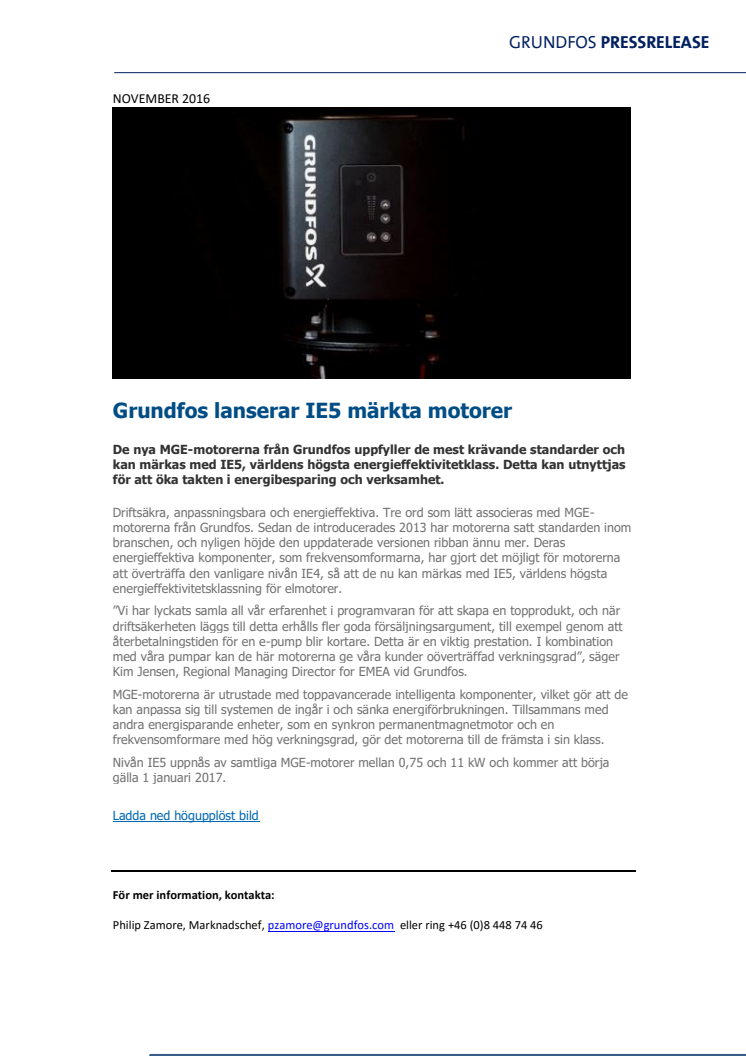 Grundfos lanserar IE5 märkta motorer