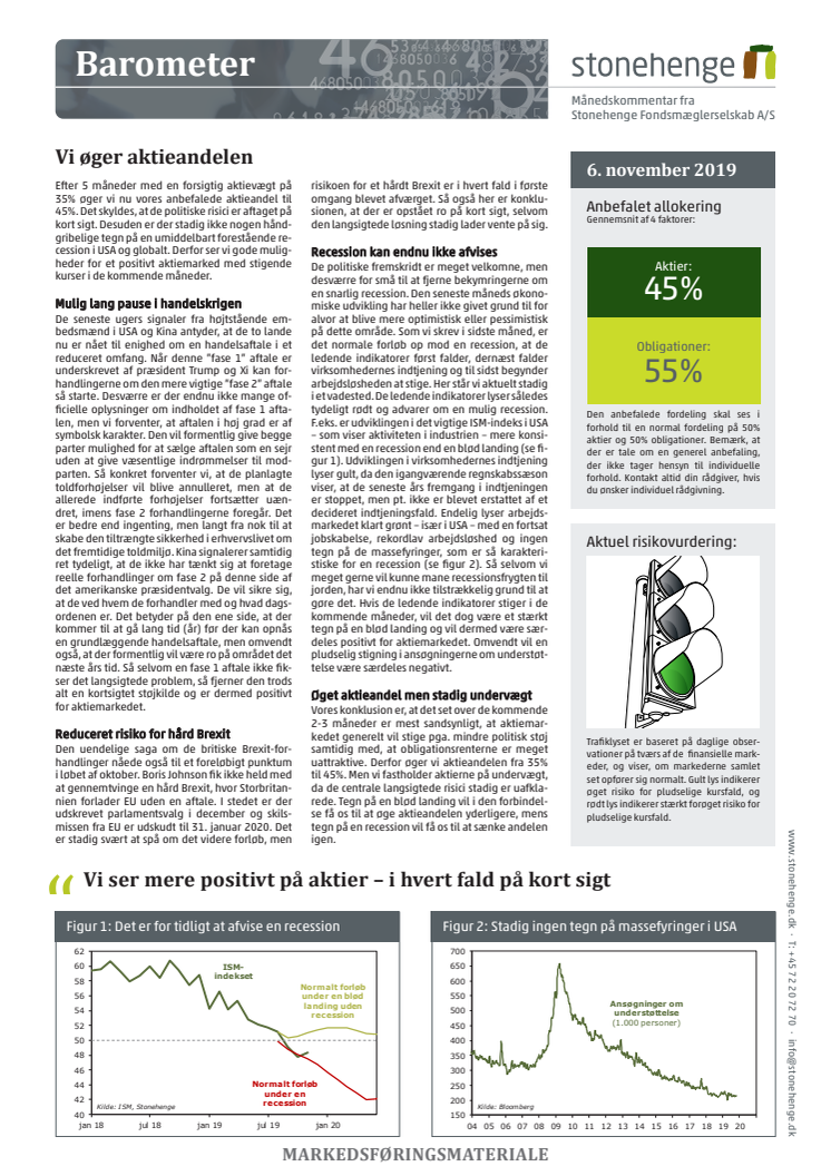 Barometer: Vi øger aktieandelen