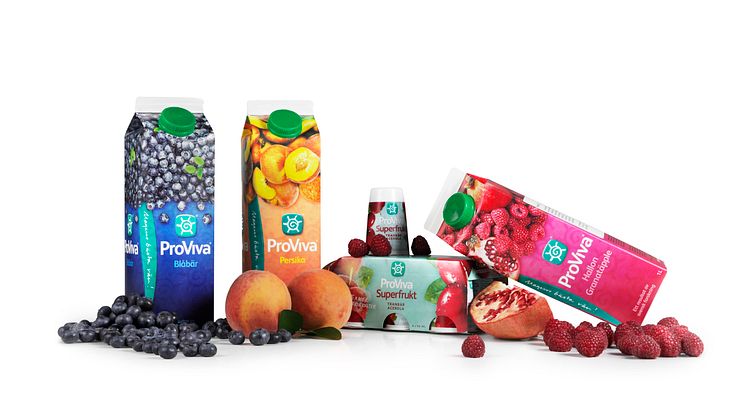 ProViva Persika, Superfrukt, Hallon Granatäpple och Blåbär