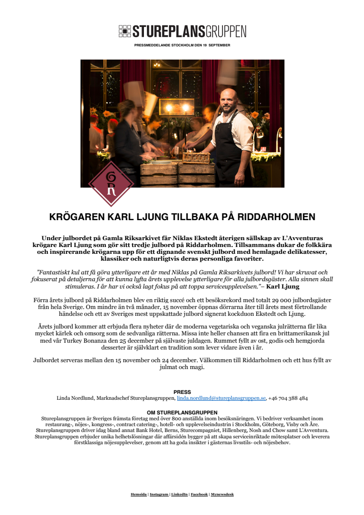 Karl Ljung x Gamla Riksarkivet Julbord 