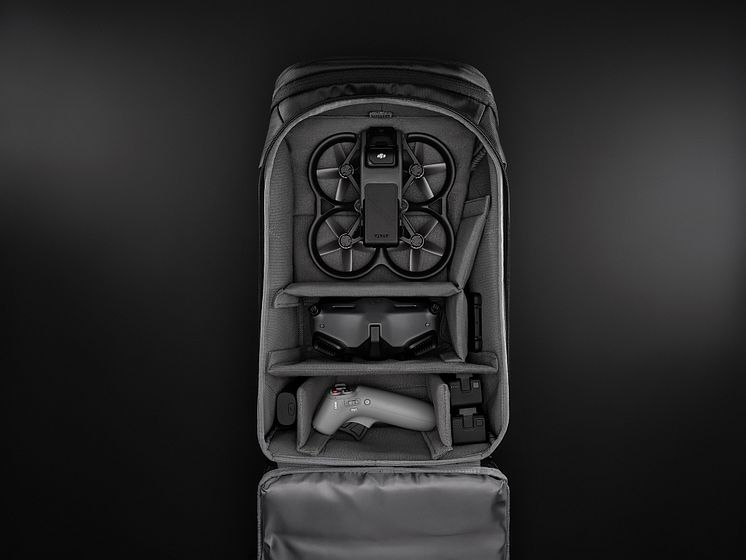 DJI Avata with Carry More Backpack (dark background)