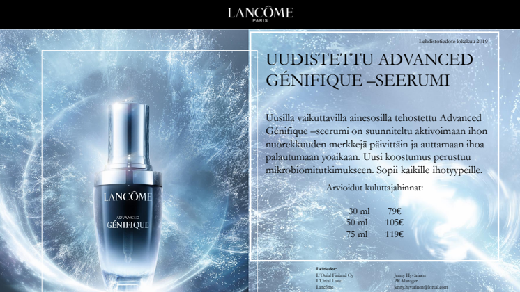 Uudistettu Lancôme Advanced Génefique -seerumi