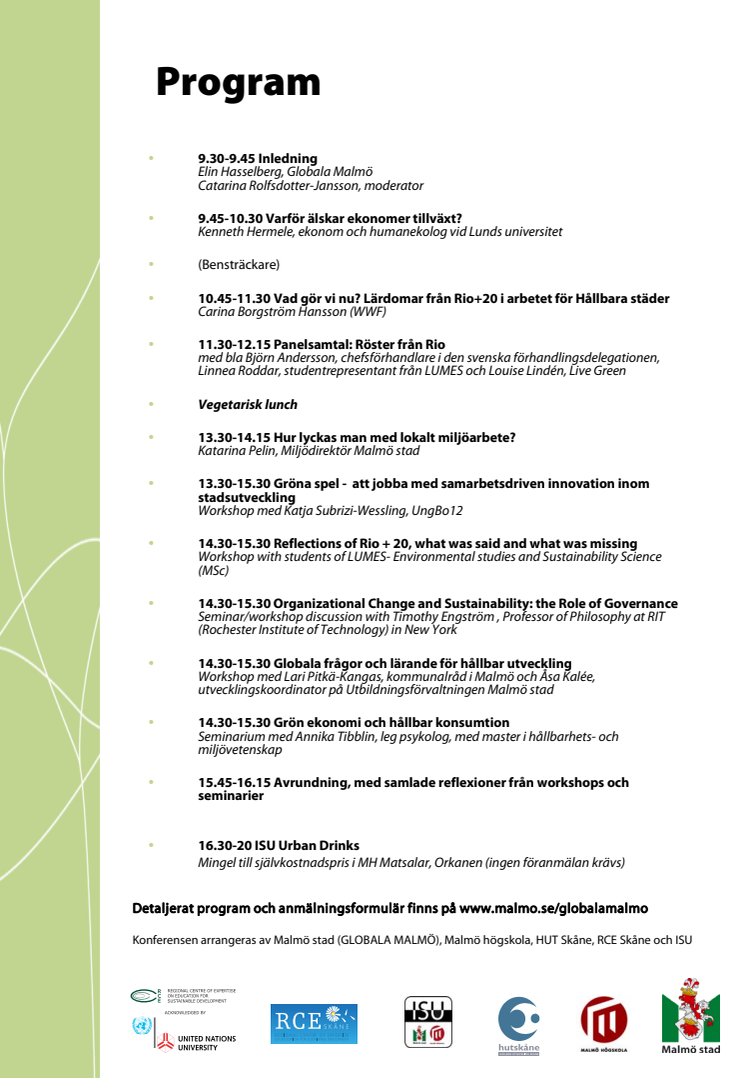 Program för konferensen Efter Rio+20 2012-10-30