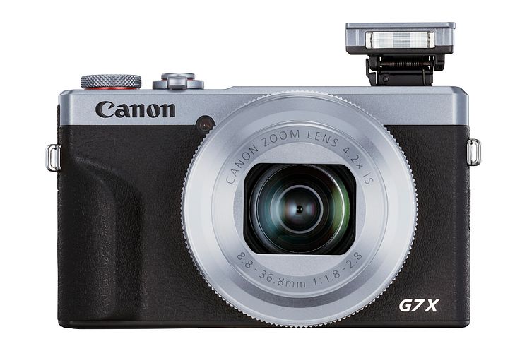 PowerShot G7 X Mark III Flash Up SILVER FRT