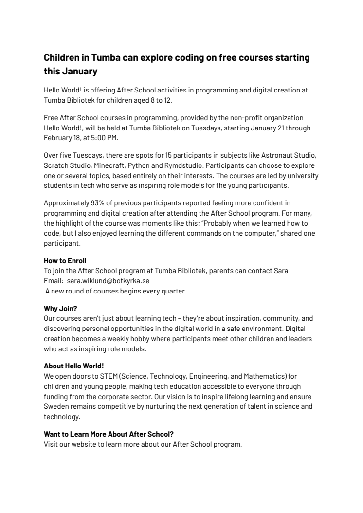 English version - Children in Tumba can explore coding on free courses starting this January.pdf