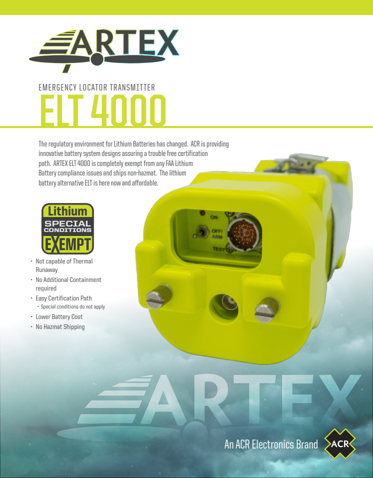 ARTEX ELT 4000 Emergency Locator Transmitter - Spec Sheet