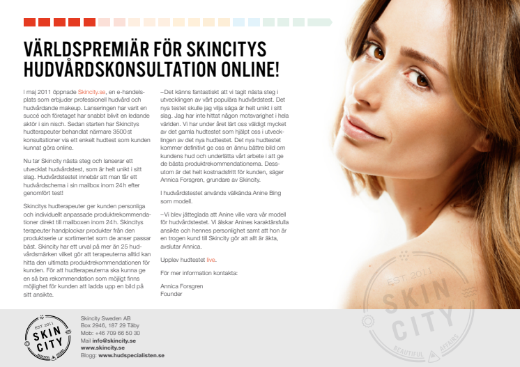 Världspremiär för Skincitys Hudvårdskonsultation online!