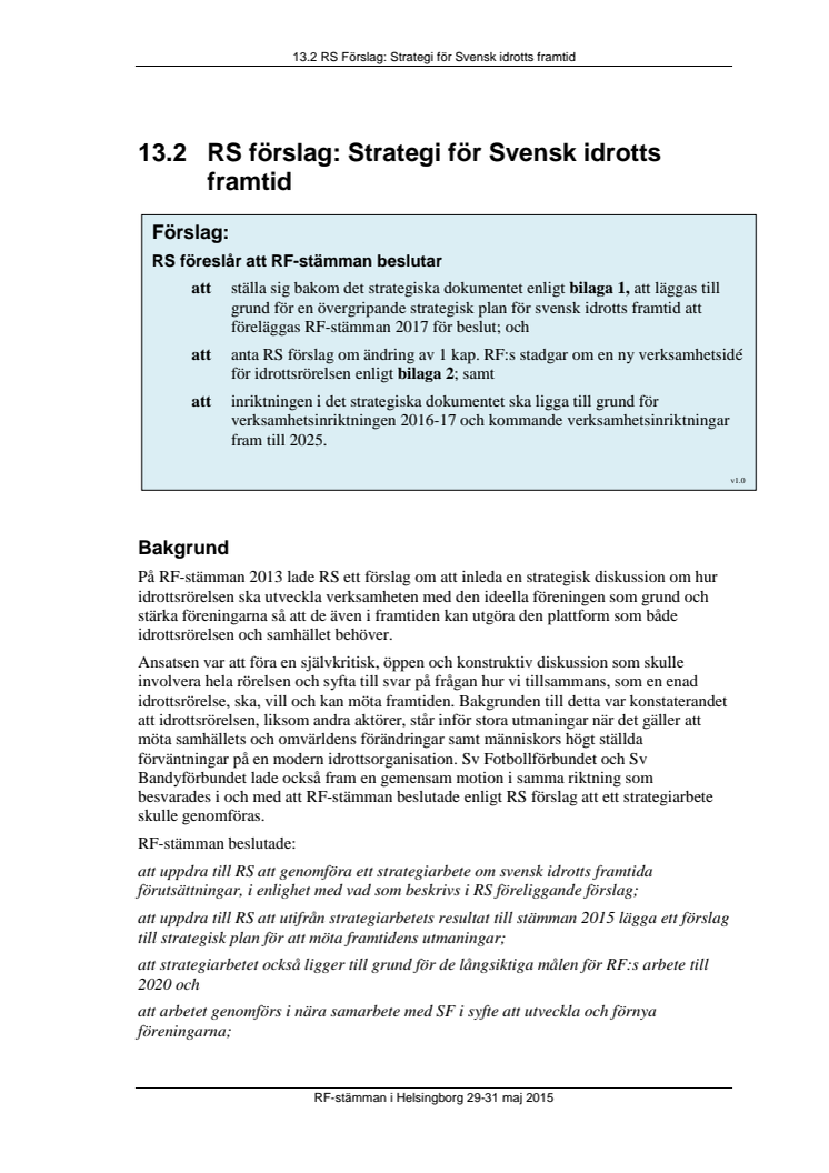 Strategi för svensk idrott RIM2015