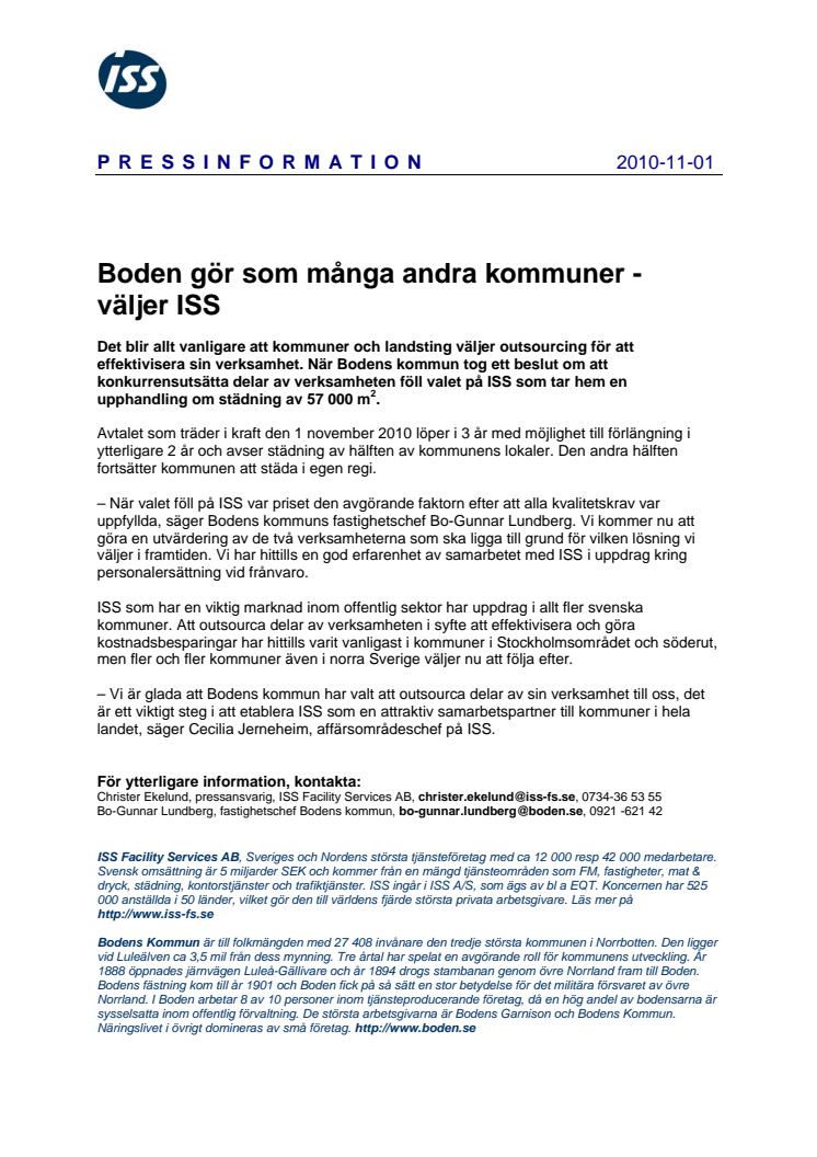 Boden gör som många andra kommuner - väljer ISS