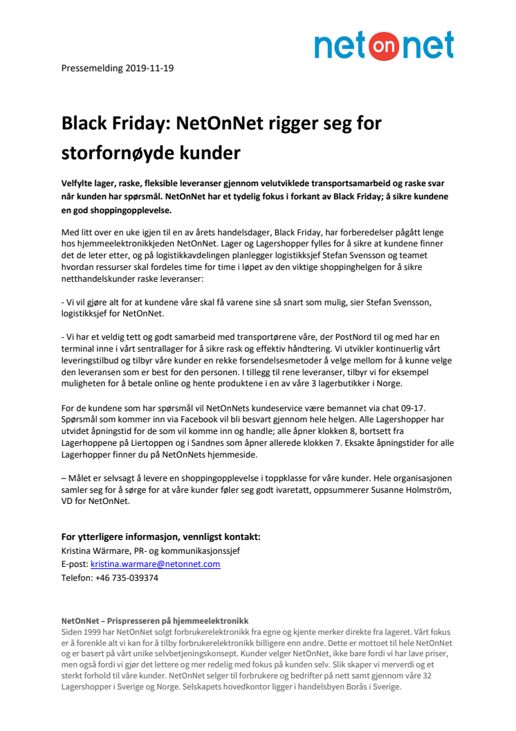 Black Friday: NetOnNet rigger seg for storfornøyde kunder