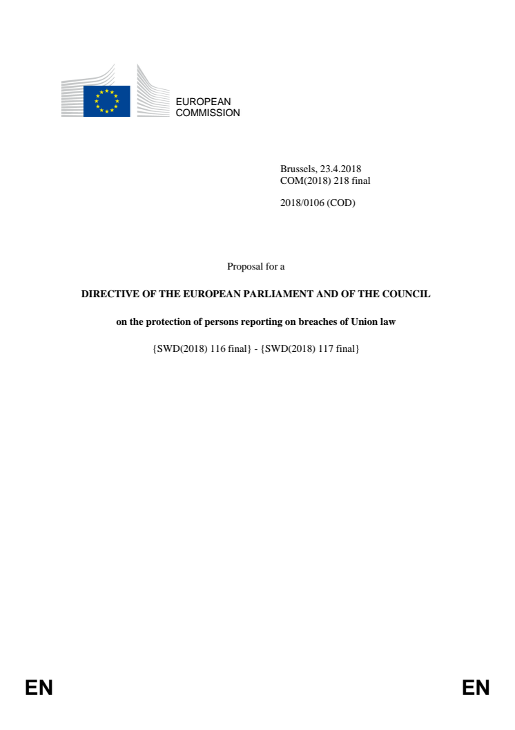 Förslag till direktiv om visselblåsning