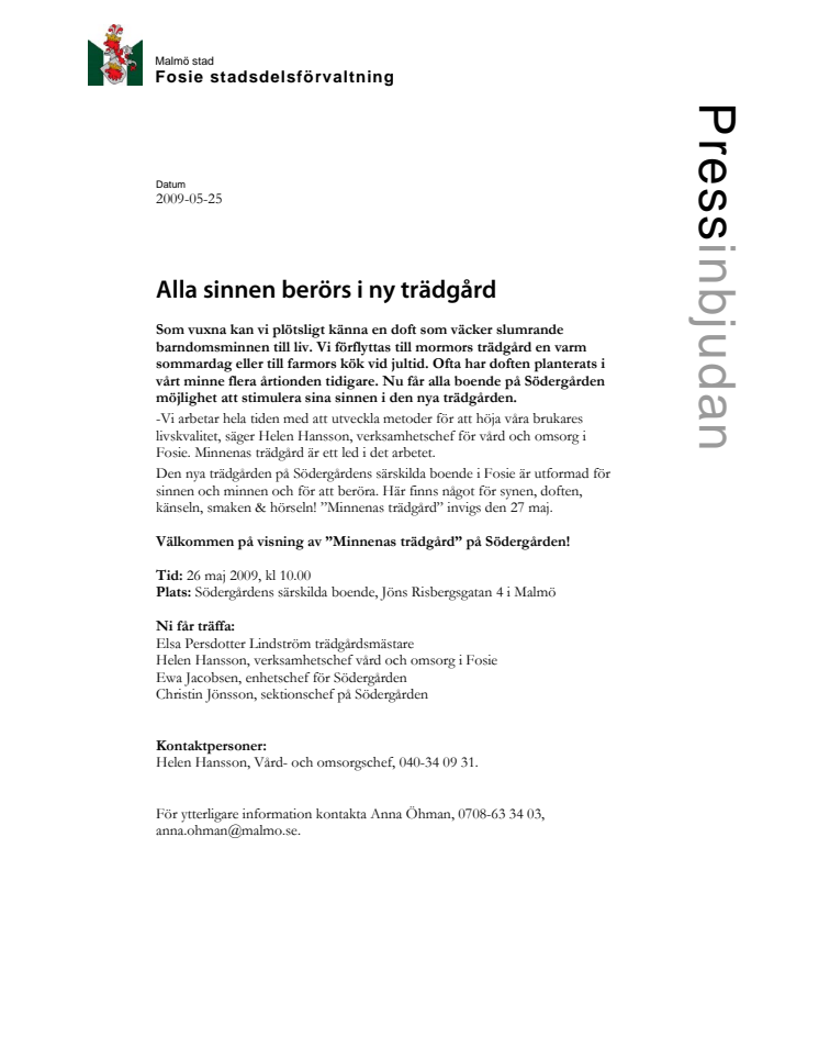 Alla sinnen berörs i ny trädgård