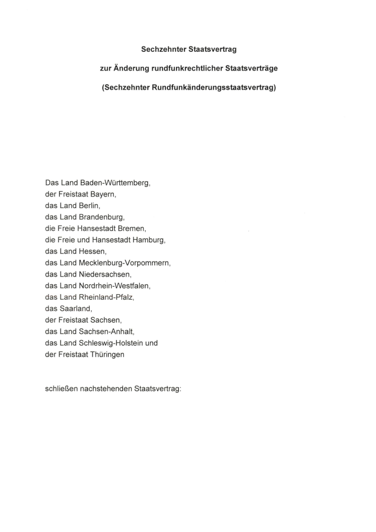 16. Rundfunkänderungsstaatsvertrag