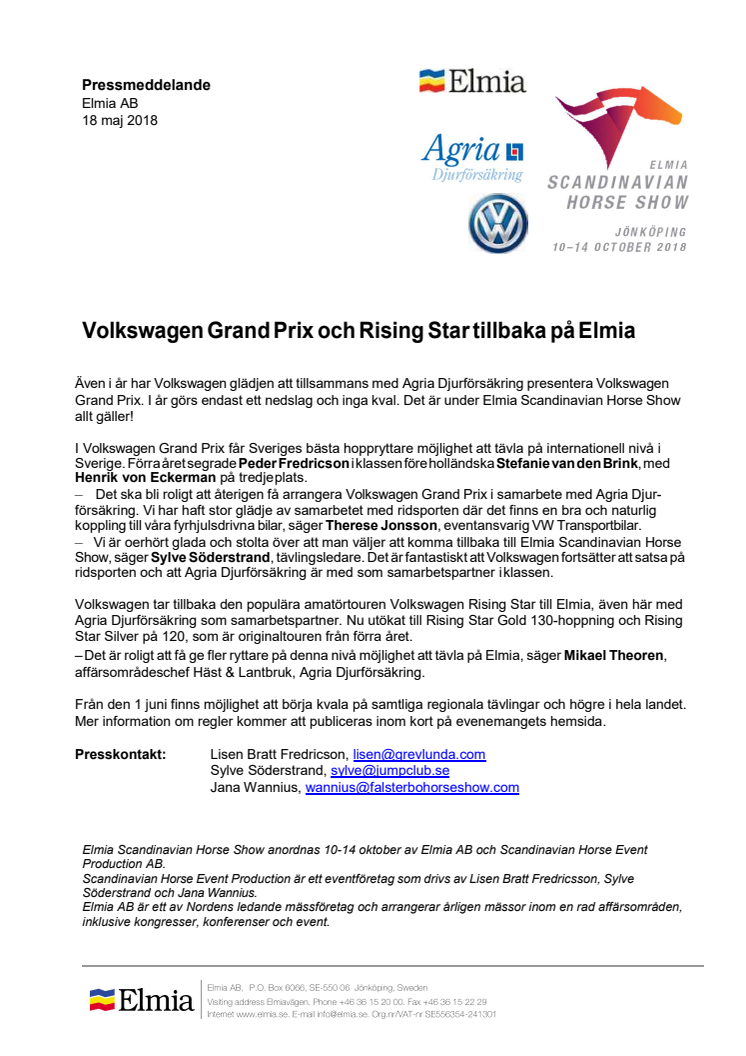 Volkswagen Grand Prix och Rising Star tillbaka på Elmia